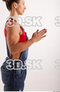 Arm moving blue jeans red singlet of Rebecca 0014